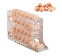 Rolling Egg Tray Egg Holder, Egg Dispenser Egg Containers Egg Holder For Fridge, Space Saving Egg Fridge Egg Rack, 30 Eggs Large Capacity Egg Dispenser, Automatic Egg Holder