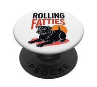 Rolling Fatties - Bonito diseño Divertido de Perro Gordo para Hombres, Mujeres y niños PopSockets PopGrip Adhesivo