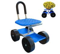 Rolling Garden Cart with Seat, Adjustable Garden Cart with Wheels for Planting, 360 Degree Swivel Chair with Tool Tray, Heavy Duty Outdoor Gardening Scooter for Weeding, Farming Tasks