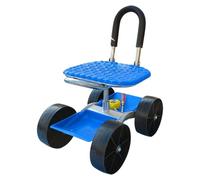 Rolling Garden Cart with Seat, Adjustable Garden Carts with Wheels for Planting, Galvanized Pipe, PP 360 Degree Swivel Gardening Chair Tool Tray for Outdoor Planting, and Weeding, 60x47x31cm