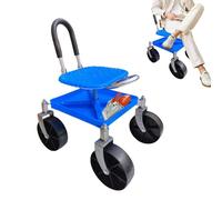 Rolling Garden Work Seat - Adjustable Height Scooter Chair with Handle and Tool Tray | Outdoor Gardening Stool for Lawn, Yard, Pruning, Planting, Trimming, Landscaping, Comfortable Work Support