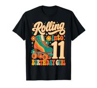 Rolling Into 11 Years Old Roller Skating Girl 11th Birthday Camiseta