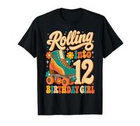 Rolling Into 12 Years Old Roller Skating Girl 12th Birthday Camiseta