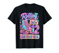 Rolling Into 12 Years Old Roller Skating Girl 12th Birthday Camiseta