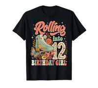 Rolling Into 12th Birthday Girl Floral Roller Skate Party Camiseta