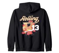 Rolling Into 13 Patinaje sobre Ruedas Fiesta de cumpleaños Cumplir 13 Sudadera con Capucha