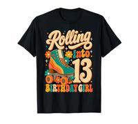 Rolling Into 13 Years Old Roller Skating Girl 13th Birthday Camiseta