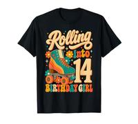 Rolling Into 14 Years Old Roller Skating Girl 14th Birthday Camiseta