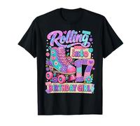 Rolling Into 17 Years Old Roller Skating Girl 17th Birthday Camiseta