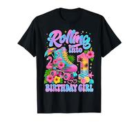 Rolling Into 1st Birthday Girl Tropical Roller Skate Party Camiseta