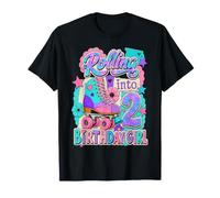 Rolling Into 2 Years Old Roller Skating Girl 2nd Birthday Camiseta