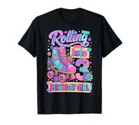 Rolling Into 3 Years Old Roller Skating Girl 3rd Birthday Camiseta