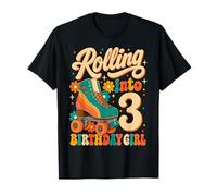 Rolling Into 3 Years Old Roller Skating Girl 3rd Birthday Camiseta