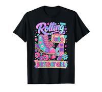 Rolling Into 4 Years Old Roller Skating Girl 4th Birthday Camiseta