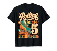 Rolling Into 5 Years Old Roller Skating Girl 5th Birthday Camiseta