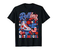 Rolling Into 5th Birthday Girl Patriotic Roller Skate Party Camiseta