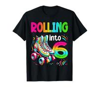 Rolling Into 6 Años Patinaje Sobre Ruedas 6º Cumpleaños Niños Camiseta