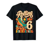 Rolling Into 6 Years Old Roller Skating Girl 6th Birthday Camiseta