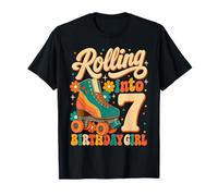 Rolling Into 7 Years Old Roller Skating Girl 7th Birthday Camiseta