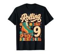 Rolling Into 9 Years Old Roller Skating Girl 9th Birthday Camiseta