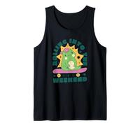 Rolling Into The Weekend Skateboard Frog Kawaii, Linda y Divertida Camiseta sin Mangas