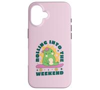 Rolling Into The Weekend Skateboard Frog Kawaii, Linda y Divertida Carcasa para iPhone 16