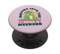 Rolling Into The Weekend Skateboard Frog Kawaii, Linda y Divertida PopSockets PopGrip Adhesivo