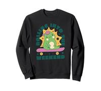 Rolling Into The Weekend Skateboard Frog Kawaii, Linda y Divertida Sudadera