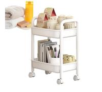 Rolling Kitchen Cart - 2 Tier Impermeable Anti-Slip Utility Trolley | Quick-Drying Shelves for Skincare, Sauce Bottles, Small Storage, Bedroom, Bathroom, Kitchen, Home Organization, Portable Mobile