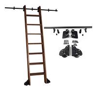 Rolling Library - Kit de herramientas para escalera deslizante resistente, riel de escalera deslizante de 3.3 a 20 pies, riel de tubo redondo de acero negro con riel de extensión y rodillos de suelo
