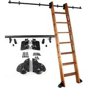 Rolling Library - Kit de rieles de escalera de acero negro, rieles de escalera móviles de 3.3 a 20 pies con rueda de suelo de freno, sin escalera