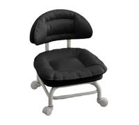 Rolling Low Stool with Backrest, 360° Swivel Chair, Padded Seat with Silent