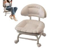 Rolling Low Stool with Backrest, 360° Swivel Chair with Silent Casters 50cm