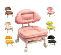 Rolling Low Stool with Backrest,Padded Seat & 360° Swivel Silent-Glide Chair,Rolling Backrest Chair with Wheels for Home,Office,Shop,Garage,Library,Workshops