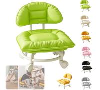Rolling Low Stool with Backrest,Padded Seat & Silent Casters,360° Swivel