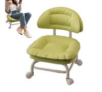 Rolling Low Stool with Backrest - Swivel Chair with 360° Silent Casters Low