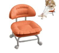 Rolling Low Stool with Backrest - Swivel Chair with 360° Silent Casters Low