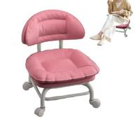 Rolling Low Stool with Backrest - Swivel Chair with 360° Silent Casters Low