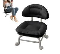 Rolling Low Stool with Backrest - Swivel Chair with 360° Silent Casters Low