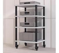 Rolling Media Stand - Organizador de escritorio y gabinete AV móvil, estante de almacenamiento de 2 niveles para oficina en casa, mesa de impresora y carrito debajo del escritorio