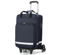 Rolling Medical Bag with Detachable Trolley,Portable First Aid Kit Bag,Large Capacity Multi Compartment Design,With Reflective Strips,for Nurses,Doctors(Blue)