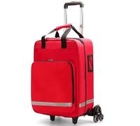 Rolling Medical Bag with Detachable Trolley,Portable First Aid Kit Bag,Large Capacity Multi Compartment Design,With Reflective Strips,for Nurses,Doctors(Red)