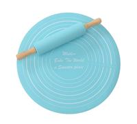 Rolling Pin Silicone Baking Mats, Non-Stick Dough Roller and Mat Set for Pastry Fondant Pizza and Pasta, Professional Baking Tools for Home Kitchen and Culinary Projects 33.6x33.6x4.2cm