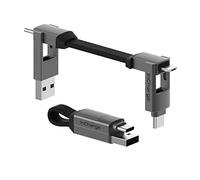 ROLLING SQUARE - inCharge 6, Llavero con Cable Usb c 15 W - Cargador Usb c Universal para Dispositivos Móviles 6 en 1 con Usb c + Cable Lightning y Micro Usb, Magnético y Plegable, Regalo Hombre, Gris