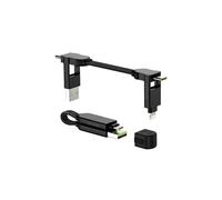 Rolling Square inCharge X - Llavero con Cable Usb c Carga Rapida, 100 W - Cargador Usb c Universal para Dispositivos Moviles 6 en 1 con Usb a/c + Cable Lightning y Micro Usb para Regalo Hombre, Negro