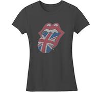 Rolling Stones Classic UK Tongue - Camiseta manga corta para mujer, color negro, talla X-Large
