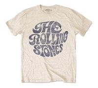 Rolling Stones Vintage 70's Logo Camiseta, Beige, Large para Hombre