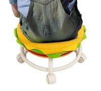 Rolling Stools - With Wheels Funny Soft Hamburger Comfortable Non-Slip | Small Stools To Sit On For Home Bedroom Playroom Kids Room Kitchens Entryways Balconys Apartment Dorms
