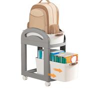 Rolling Trolley Cart - Organizador de almacenamiento de 2 niveles, bastidor compacto de ahorro de espacio | Marco de metal fuerte, ruedas de movilidad fácil, estante multipropósito para sala de estudi