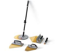 ROLLINGDOG Juego de Lijadora de Pladur - 6 piezas de papel de lija de malla de óxido (2 piezas de cada grano 80, 120, 240) con pértiga de extensión, para limpieza y pulido de esquinas de paredes